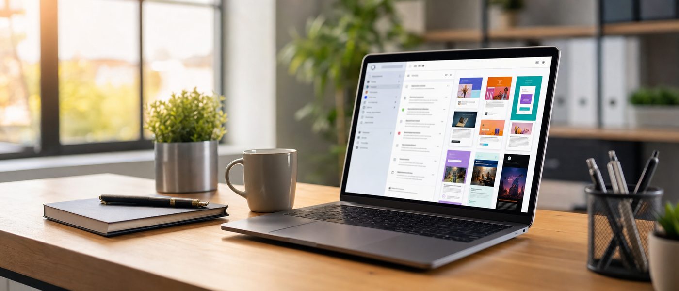 E-Mail-Marketing – Laptop mit Newsletter-Übersicht